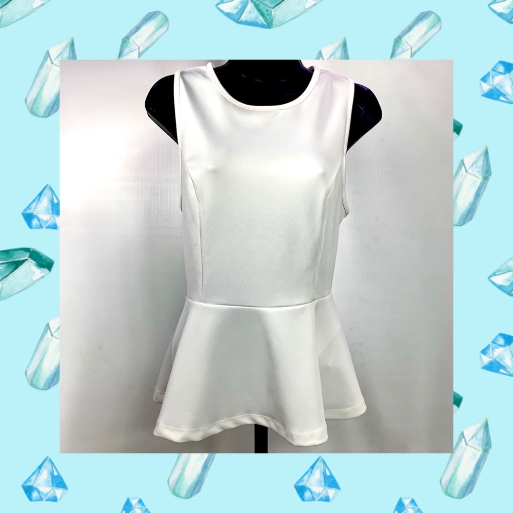 Forever 21 Structured White Lace Peplum Top (M)